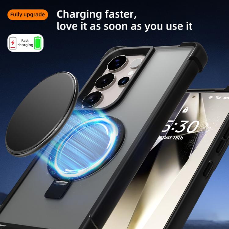 Funda para Samsung Galaxy S23 Ultra 5G con soporte MagSafe de cuatro esquinas a prueba de golpes (dorada)