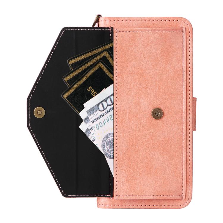 Funda de piel de vacuno cruzada con ranuras para múltiples tarjetas para Samsung Galaxy Z Fold2 5G (rosa)
