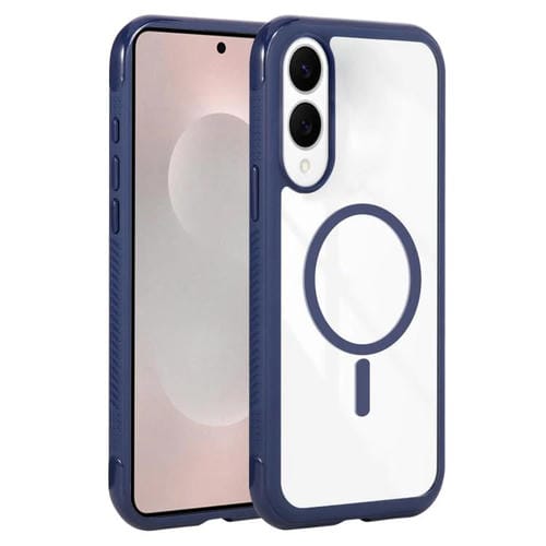 Funda magnética MagSafe transparente con borde liso para Samsung Galaxy S25 Edge 5G (azul rey)