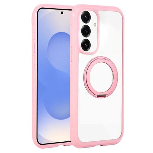 Funda MagSafe para Samsung Galaxy S25+ / S24+ 5G con borde transparente y rotación (rosa)