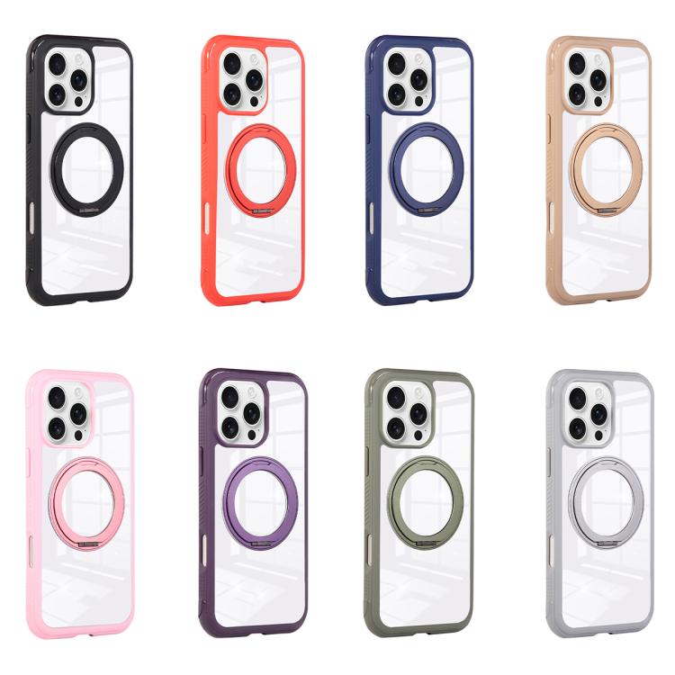 Funda MagSafe para Samsung Galaxy S25/S24 5G con borde transparente y rotación (negro)