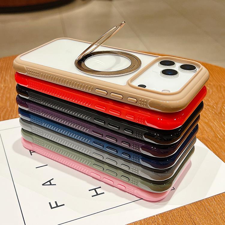 Funda MagSafe para Samsung Galaxy S25 Ultra / S24 Ultra 5G con borde transparente y rotación (marrón)