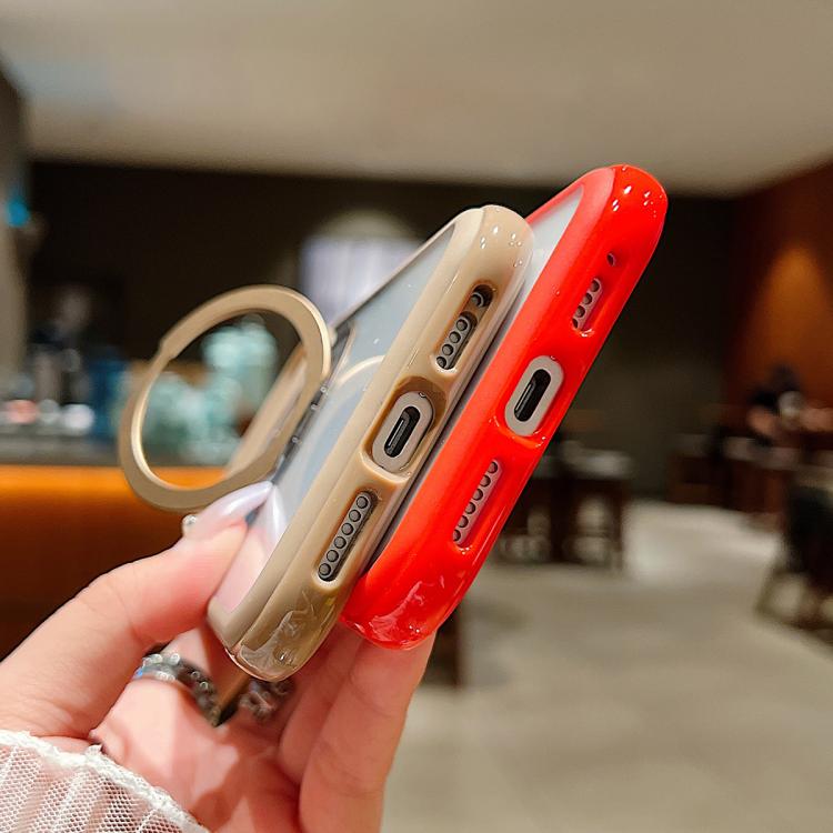 Funda MagSafe para Samsung Galaxy S25 Ultra / S24 Ultra 5G con borde transparente y rotación (marrón)