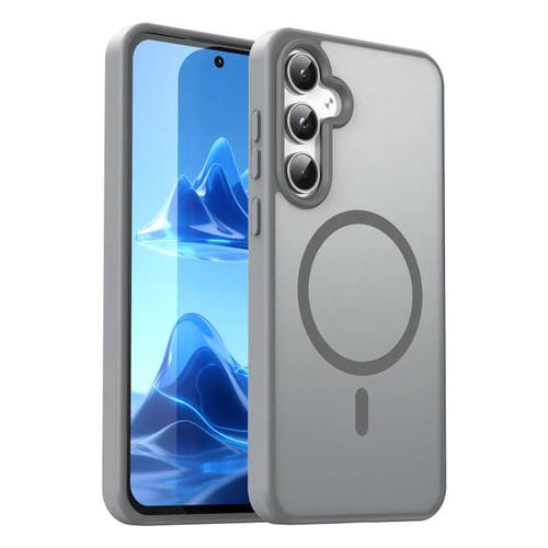 Funda híbrida de TPU translúcida con acabado mate MagSafe para Samsung Galaxy A55 5G (gris plateado)