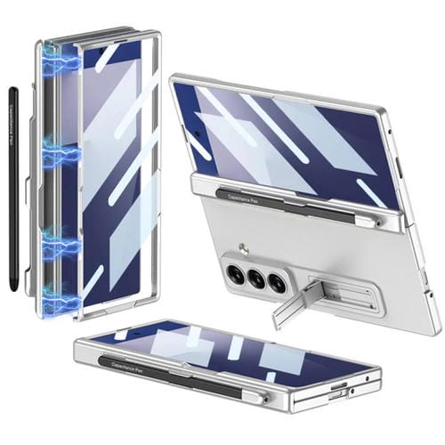 Funda plegable magnética GKK para Samsung Galaxy Z Fold7 5G con ranura para bolígrafo (plateada)