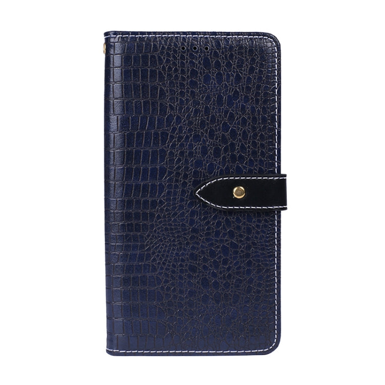 Para Google Pixel 4A 5G idewei Funda de cuero con tapa horizontal con textura de cocodrilo con soporte, ranuras para tarjetas y billetera (azul oscuro)
