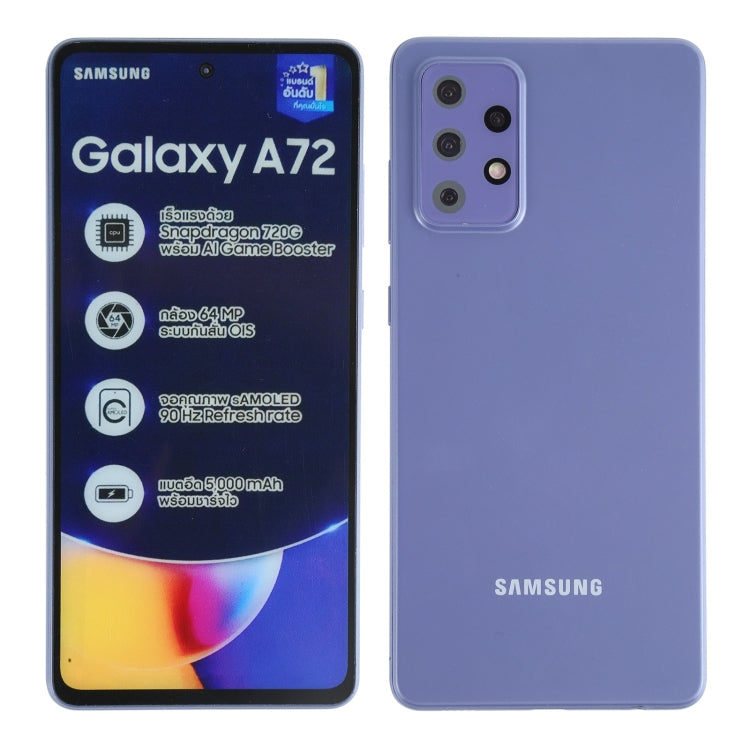 Para Samsung Galaxy A72 5G Pantalla a color Modelo de pantalla ficticia falsa que no funciona (Púrpura)