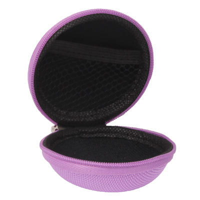 Caja de Bolsa de Transporte Portátil Estilo Cuadrícula para Auriculares (Púrpura)