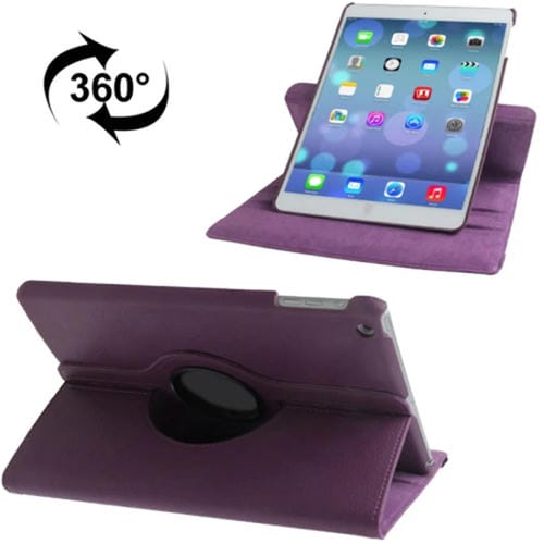 Funda para Tableta Litchi Texture 360 Grados Rotación con Soporte para iPad Air Air 2 iPad 9.7 (2017) iPad 9.7 (2018) (Púrpura)