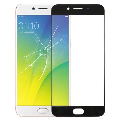 Pantalla Frontal Lente de Vidrio Exterior Oppo R9S (Negro)