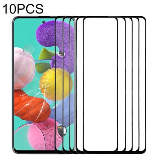 Outer Front Screen Glass Samsung Galaxy A51 (Black) (10 Pieces)