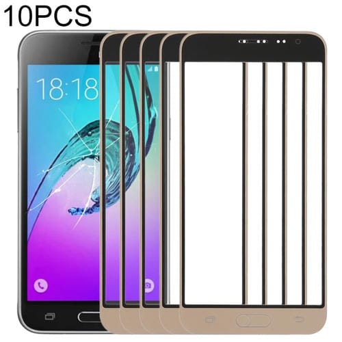 Glass Lens Front Screen Samsung Galaxy J3 - Pack (10 Pieces) (Gold)