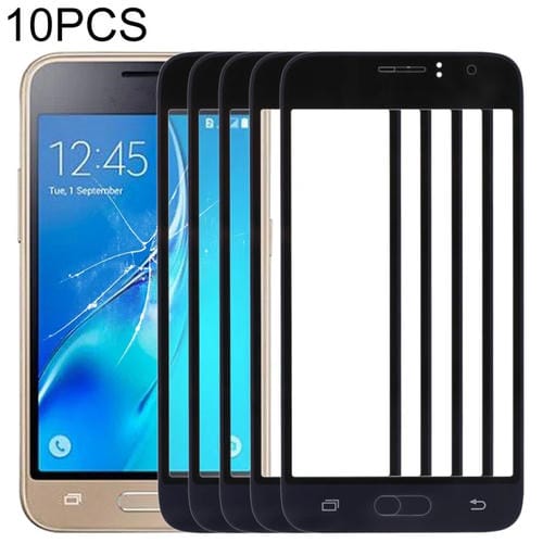 Glass Lens Outer Samsung Galaxy J1 J120 Front Screen (10 Pieces) (Black)