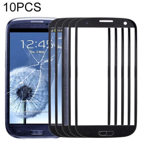 Schermo Frontale in Vetro Samsung Galaxy S3/i9300 (2013) (Nero) Lente Esterna 10 pezzi
