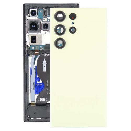 Rückseite des Akkudeckels aus Glas Samsung Galaxy S23 Ultra SM-S918 mit Kameraobjektiv (Gelb)