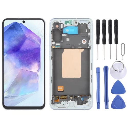 Schermo LCD OLED Digitalizzatore Completo con Cornice Samsung Galaxy A55 SM-A556B (Blu Cielo)