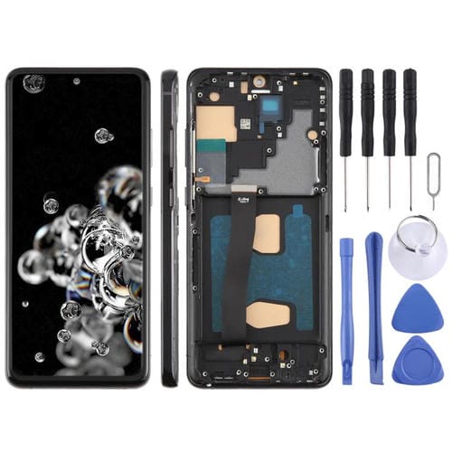Pantalla LCD TFT de 6,78 pulgadas para Samsung Galaxy S20 Ultra SM-G988B, digitalizador completo con marco, sin identificación de huellas dactilares (negro)
