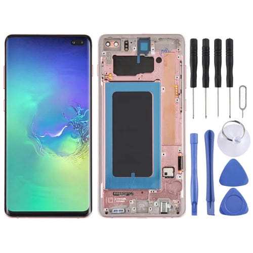 Écran LCD Super AMOLED Samsung Galaxy S10+ avec Cadre (Rose)