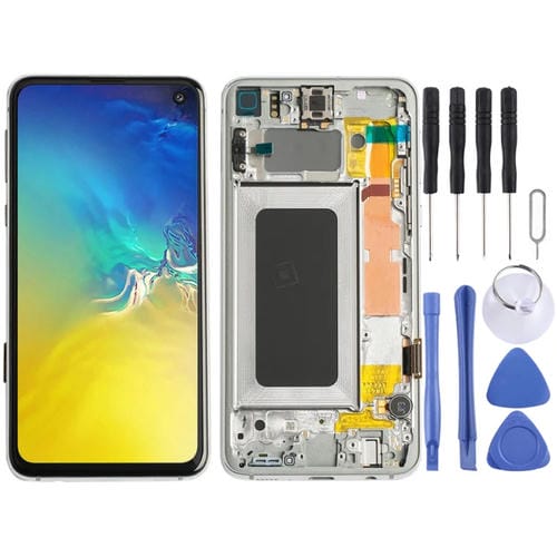 Pantalla Completa Original Super AMOLED Samsung Galaxy S10e con Marco (Plata)