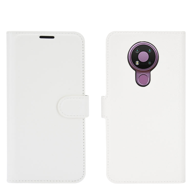 Para Nokia 3.4 Litchi Texture Funda protectora con tapa horizontal con soporte, ranuras para tarjetas y billetera (blanco)