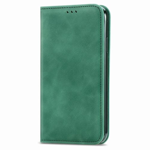 Funda para iPhone 12/12 Pro Business Cuero con Tapa Horizontal Magnética Soporte Ranuras Tarjetas Billetera Marco Fotos (Verde)