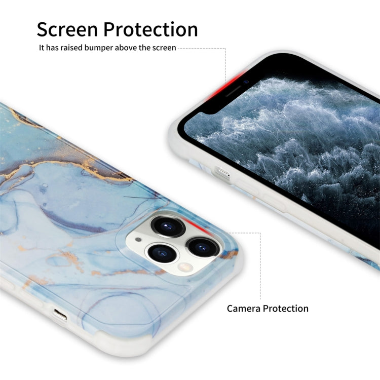 Funda para iPhone 12 Mini Four Corners Anti-Shattering Flow Gold Marble Imd (Rosa Azul)