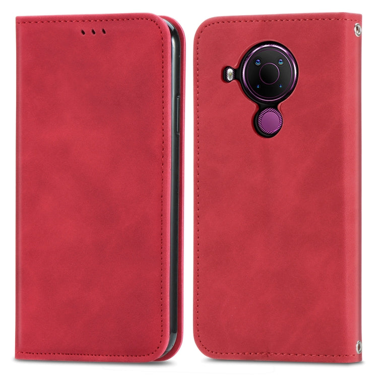 Para Nokia 5.4 Retro Skin Feel Business Funda de cuero con tapa magnética horizontal con soporte, ranuras para tarjetas, billetera y marco de fotos