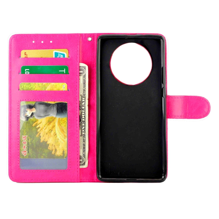 Para Huawei Mate40 Pro / Mate40 Pro + Funda protectora con tapa horizontal de cuero con textura de caballo loco con soporte y ranuras para tarjetas y billetera y marco de fotos (rosa roja)