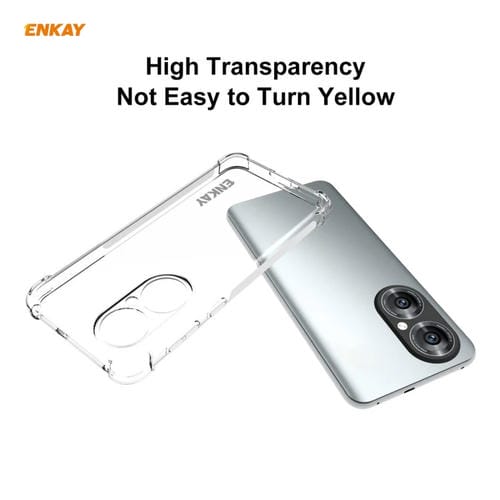 Para Huawei P50 Hat-Prince Enkay Clear TPU Funda a prueba de golpes Tapa antideslizante suave + 0.26mm 9h 2.5D Pegamento completo Cobertura completa Protector de cristal templado