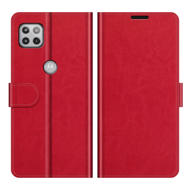 Para Motorola One 5G ACE R64 Funda protectora de flip horizontal con soporte y ranuras para tarjetas y marco de fotografía (rojo)