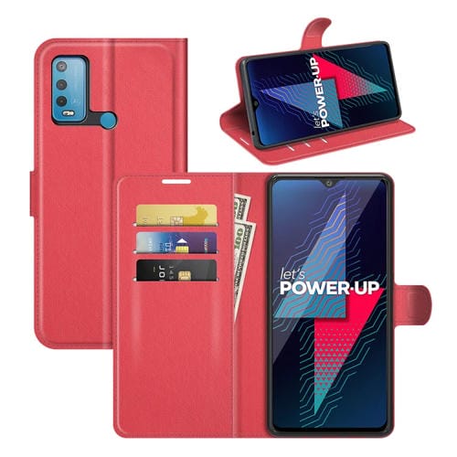 Funda Protectora Wiko Power U30 Litchi Texture Horizontal Flip con Soporte y Ranuras para Tarjetas y Billetera (Rojo)
