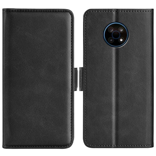 Para NOKIA G50 Hebilla magnética de doble lado Horquilla horizontal Flip Funda de cuero con soporte y tragamonedas de tarjetas y billetera (Negro)
