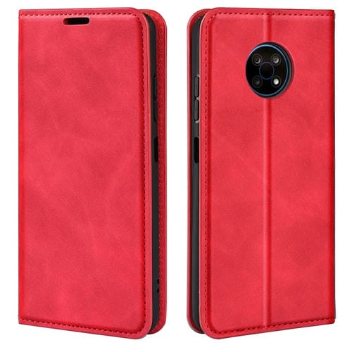 Para Nokia G50 Retro-Skin Business Funda de cuero de succión magnética con soporte y ranuras para tarjetas y billetera (rojo)