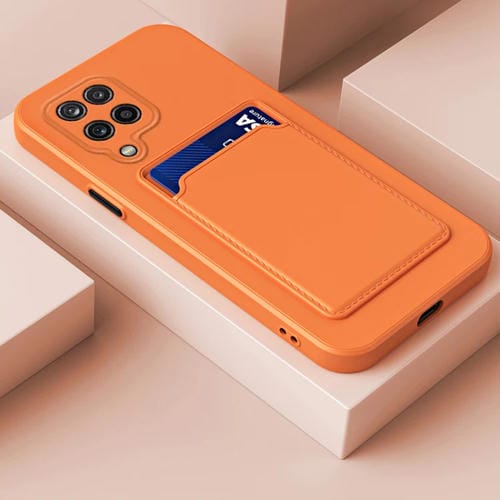 Funda Telefónica Samsung Galaxy A22 4G TPU Piel Tarjeta Tapu Contraste Botón (Naranja)