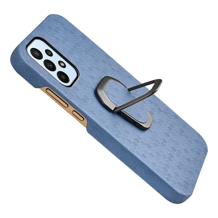 Para Samsung Galaxy A23 4G Soporte de anillo PUSCOMB PU Funda telefónica (azul claro)