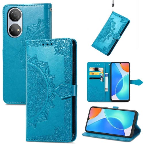 Funda Flip Horizontal de Cuero Mandala Flower para Honor Play 30 Plus X7 (Azul)