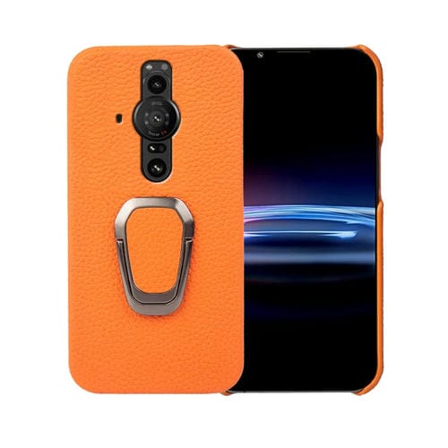 Para Sony Xperia Pro-l Ring Holder Litchi Texture Funda de teléfono de cuero genuino (Amarillo)
