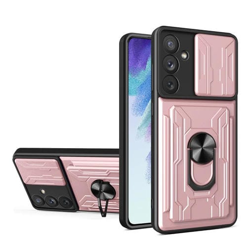 Funda para Samsung Galaxy A54 5G Deslizante Camshield con Ranura para Tarjeta (Oro Rosa)