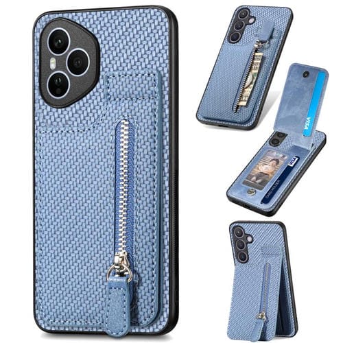 Funda de fibra de carbono con tapa vertical y cremallera para Honor 400 Global (azul)