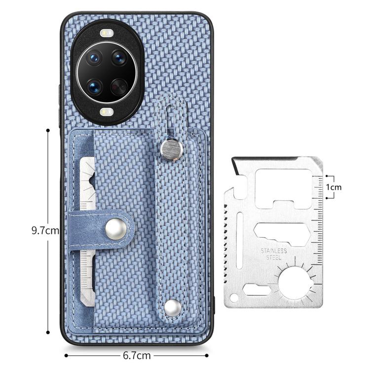 Funda trasera con soporte para tarjeta y correa para Huawei Nova 14, incluye cuchillo (azul)