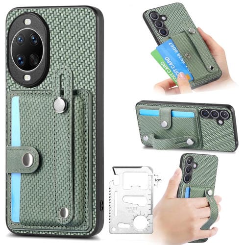 Funda trasera con soporte para tarjeta y correa para Huawei Nova 14, incluye cuchillo (verde)