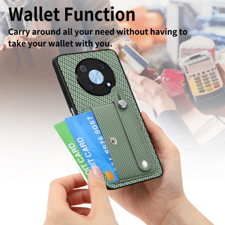 Funda trasera para Huawei nova 14 Pro con correa de muñeca, soporte para tarjetas, billetera y cuchillo (negro)