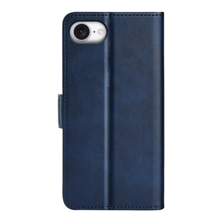 Funda de Cuero iPhone 16E Tapa Horizontal Hebilla Magnética Doble Cara (Azul Oscuro)