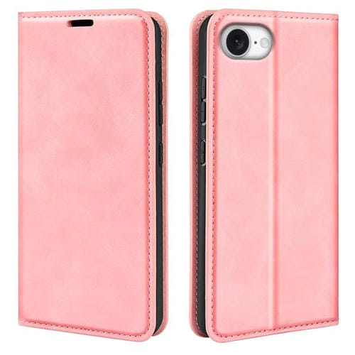 Funda de Cuero con Ventosa Magnética para iPhone 16E Retro-Skin (Rosa)