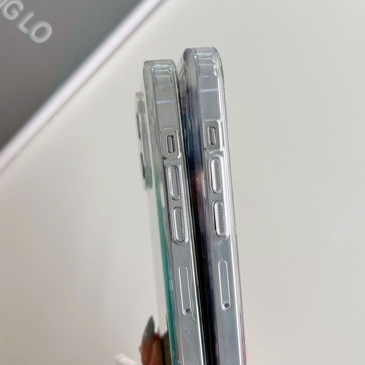 Funda híbrida de TPU transparente con purpurina MagSafe para iPhone 16 Plus (blanca)