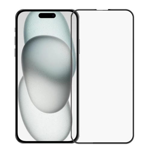 Película de Vidrio Templado Pinwuyo para iPhone 15 Pantalla Completa Curvada 3D (Negro) - MOVILSTORE