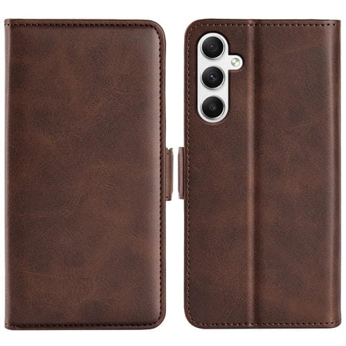 Funda para Teléfono Samsung Galaxy A35 Cuero con Tapa Horizontal y Hebilla Magnética Doble Lado (Marrón)