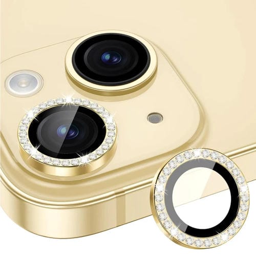 Película completa de vidrio para Lente de cámara iPhone 15/15 Plus Enkay AR antirreflectante anillo de diamante (Dorado) - MOVILSTORE