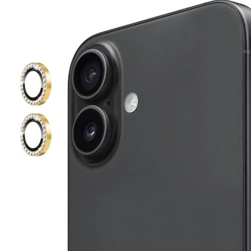 ENKAY AR - Lente de cámara con anillo de diamante individual antirreflejo y película completa (dorada) para iPhone 17