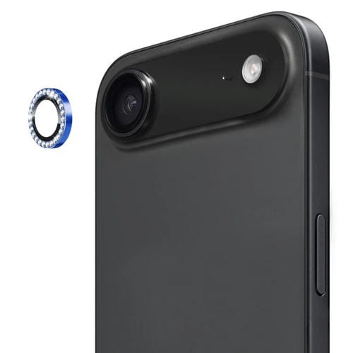 ENKAY AR - Lente de cámara con anillo de diamante individual antirreflejo y película completa para iPhone 17 Air (azul marino)